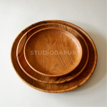 Wooden Teak Round Plate