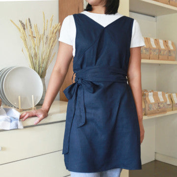 Navy Linen Apron